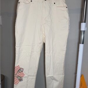 Style & Co. Cream Straight-Leg Pants with Patchwork